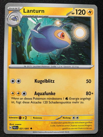 Lanturn 21/91 – Paldeas Schicksale (Karmesin & Purpur) – Pokémon Karte Matt