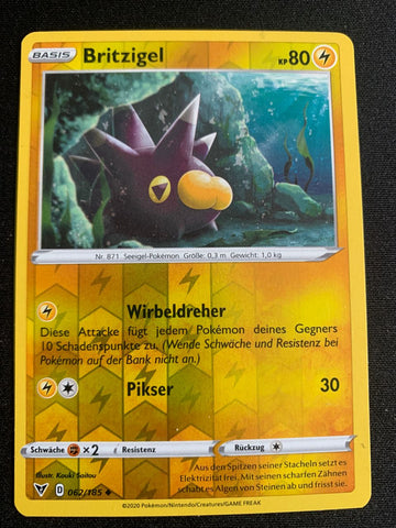Britzigel 62/185 – Farbenschock (Schwert & Schild) – Pokémon Karte Reverse Holo