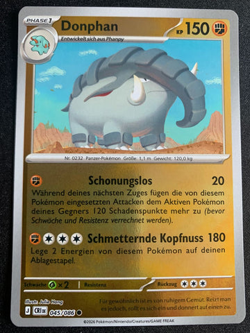 Donphan 45/86 – Wachsendes Chaos (Mega-Entwicklung) – Pokémon Karte Reverse Holo