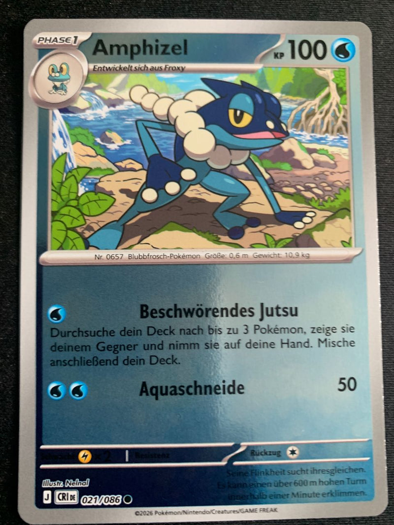 Amphizel 21/86 – Wachsendes Chaos (Mega-Entwicklung) – Pokémon Karte Reverse Holo