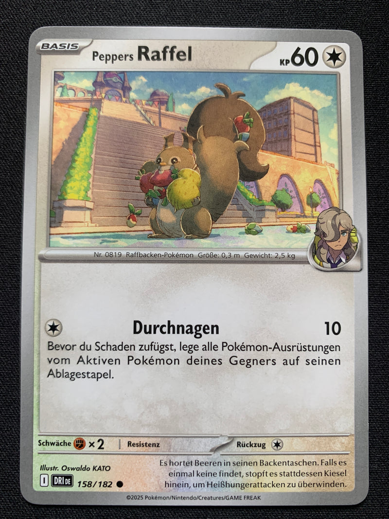 Peppers Raffel 158/182 – Ewige Rivalen (Karmesin & Purpur) – Pokémon Karte Matt