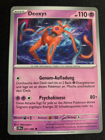Deoxys 31/86 – Wachsendes Chaos (Mega-Entwicklung) – Pokémon Karte Matt