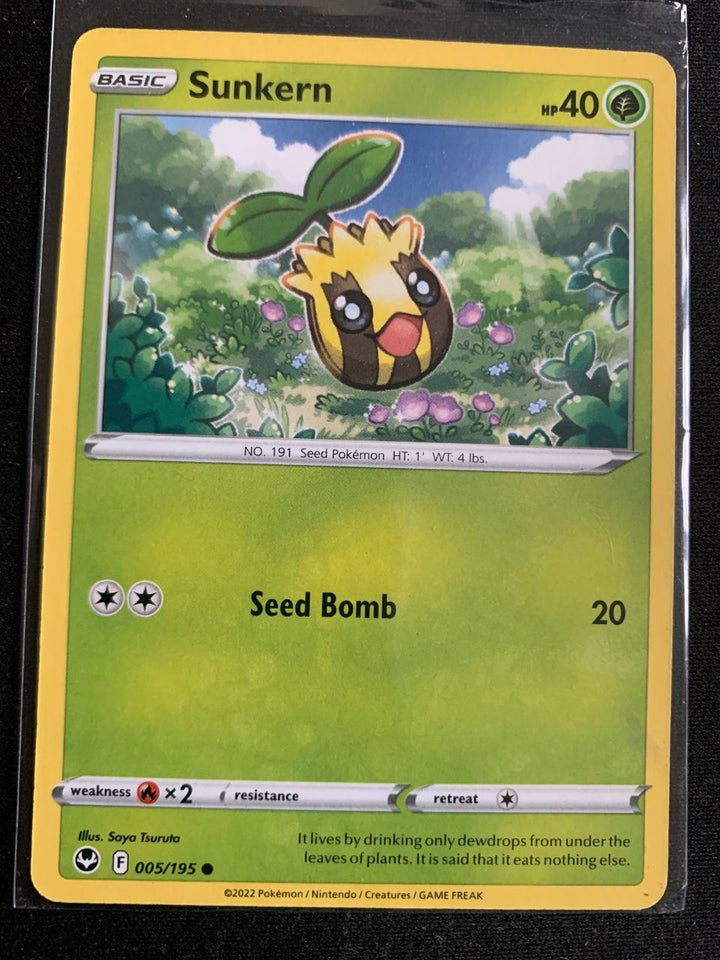 Sunkern (Englisch) 5/195 – Silberne Sturmwinde (Schwert & Schild) – Pokémon Karte Matt